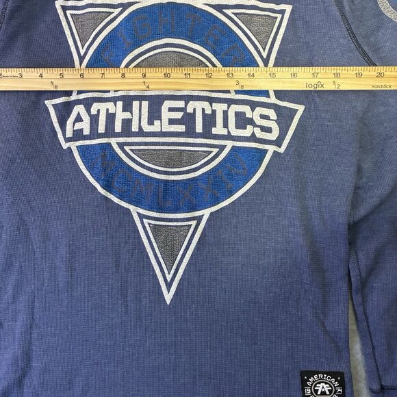American Fighter Long Sleeve Graphic Thermal Shirt Blue Mens Large - Picture 5 of 8
